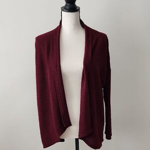 Ginger G Deep Red Open Front Cardigan